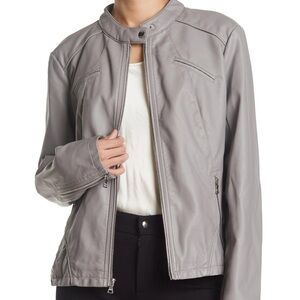 Guess Gray Faux Leather Jacket